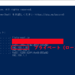 Windows PowerShellを起動してipconfigと入力ことでプライベート(ローカル)IPアドレスを確認することができる