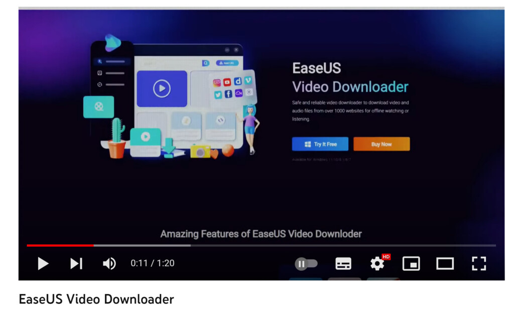 YoutubeにアップされているEaseUS Video Downloader公式動画