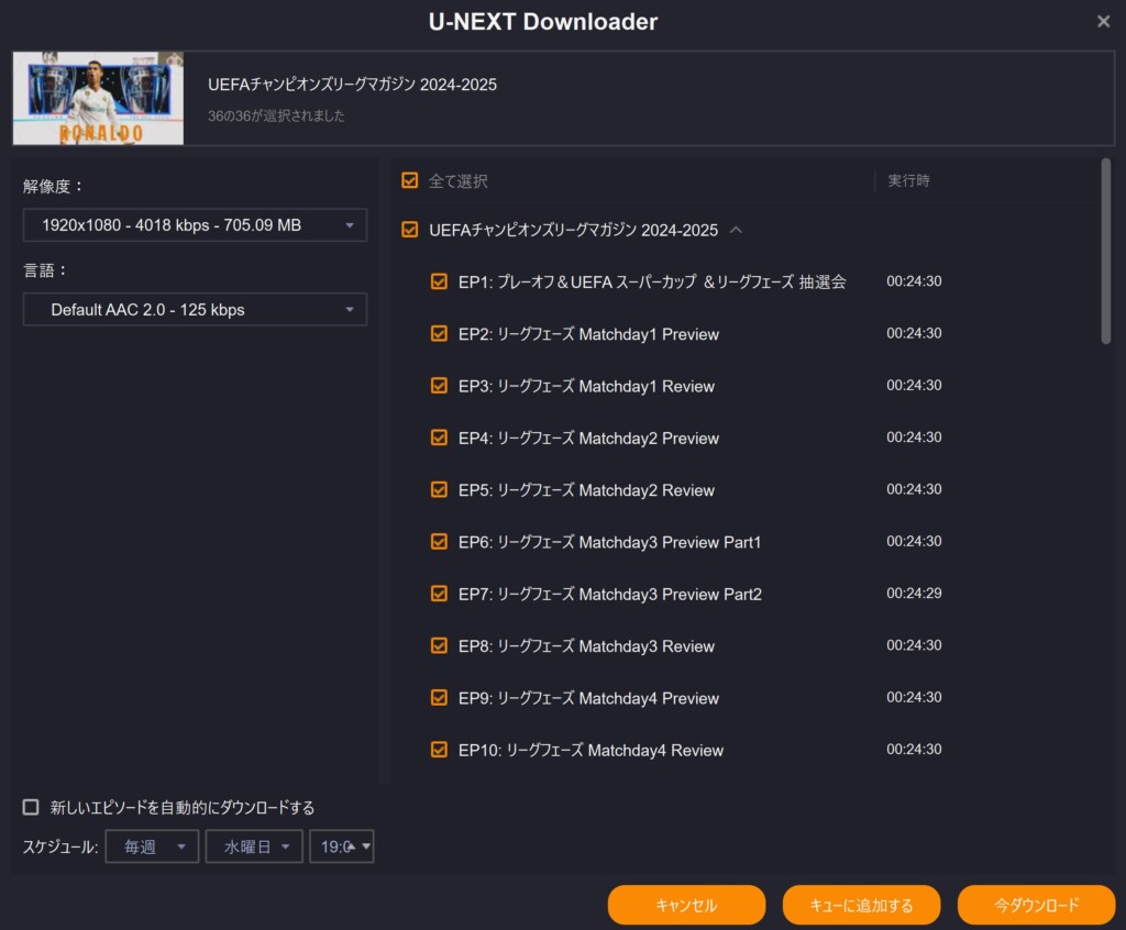 StreamGaGa Oneには、バッチダウンロードモードが搭載されているため、1つのシリーズをまとめて一度にダウンロードすることが可能